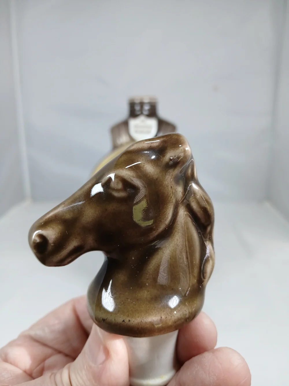 All American Futurity Brown Ceramic Horse Decanter – Decorative Bar Accent